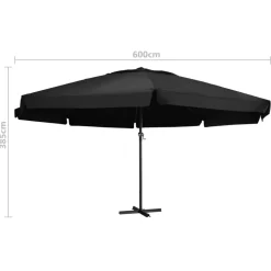 Aurinkovarjo alumiinitanko 500 cm antrasiitti