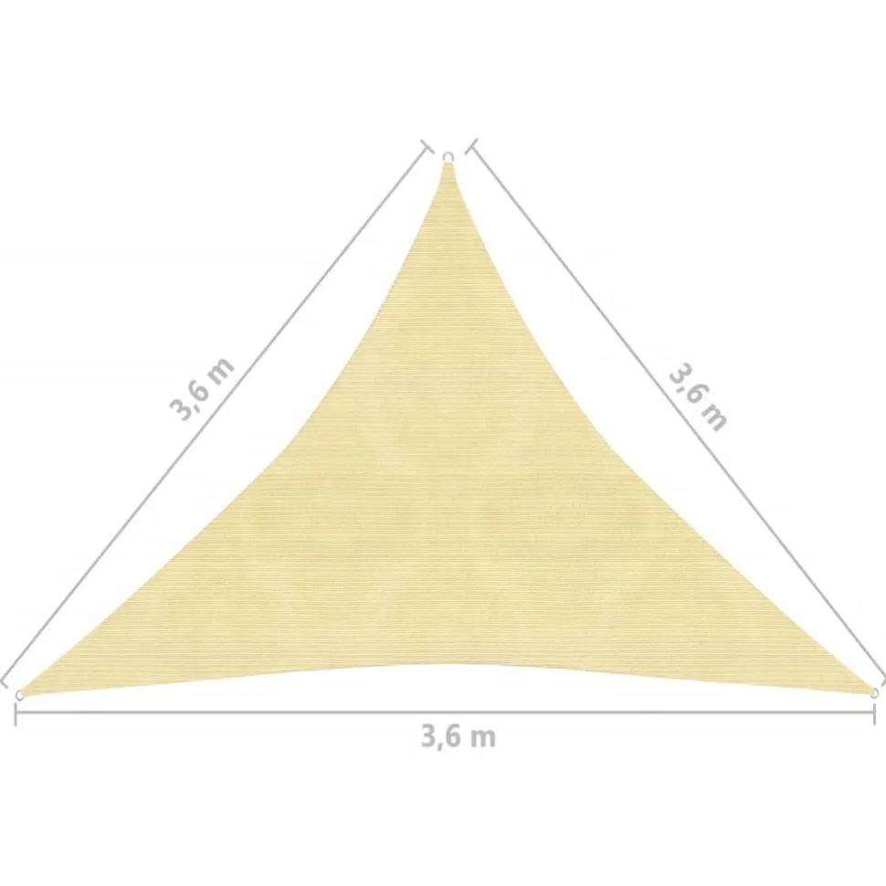 Aurinkovarjo purje HDPE kolmikulmainen 3.6x3.6x3.6 m beige