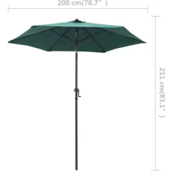Aurinkovarjo 200x211 cm alumiini vihreä