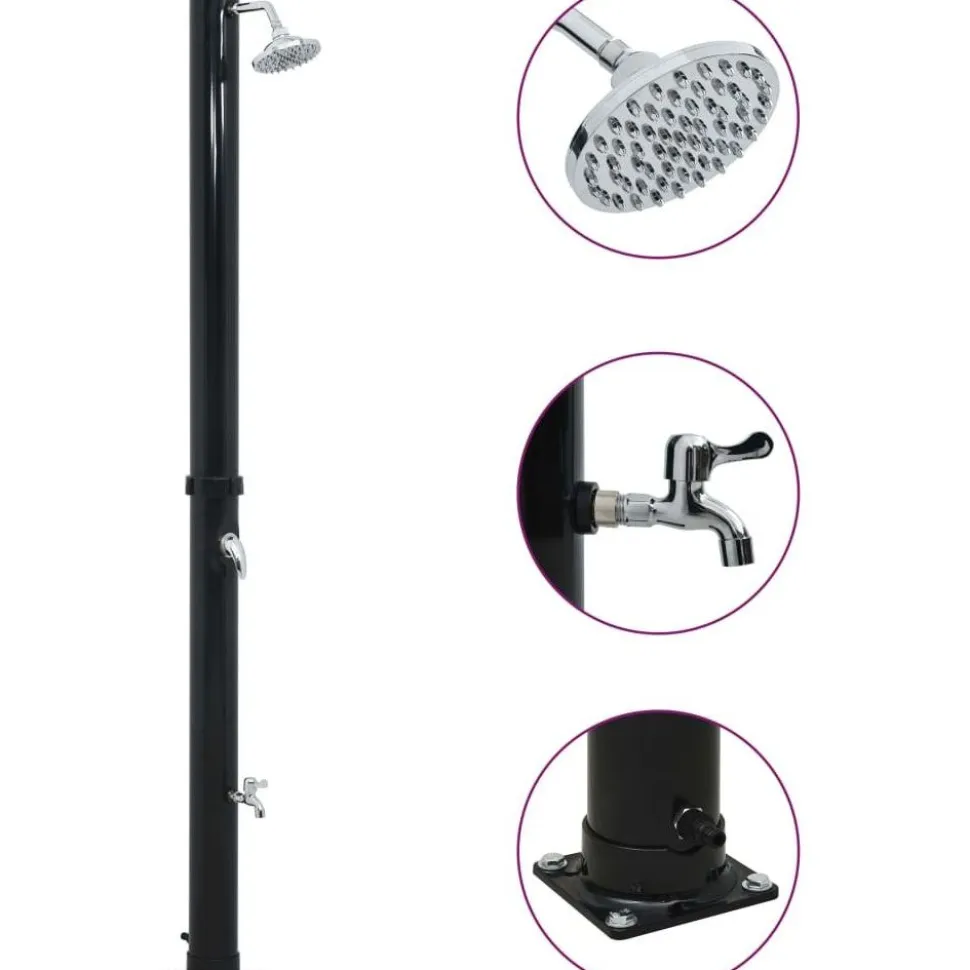 Aurinkovoimasuihku 220 cm 20 l musta