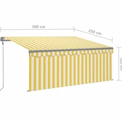 Automaattimarkiisi verhoLED/tuulisensori 3x2,5 m sininen/valkoinen