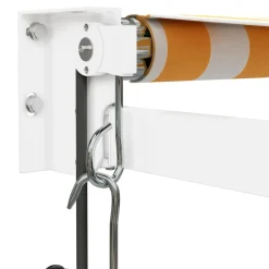 Automaattisesti sisäänkelattava markiisi keltainen/valkoinen 3x2,5 m