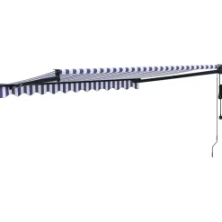 Automaattisesti sisäänkelattava markiisi sininen/valkoinen 3x2,5 m