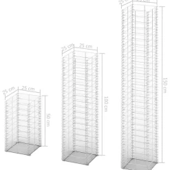 Gabion-/kivikorisarja 3kpl galvanoitu vaijeri eri kokoja