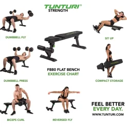 Harjoittelupenkki Tunturi FB80 Flat Bench kokoontaitettava max. 150 kg