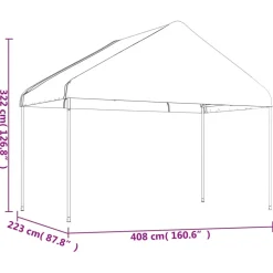 Huvimaja katolla valkoinen 4,08x2,23x3,22 m polyeteeni