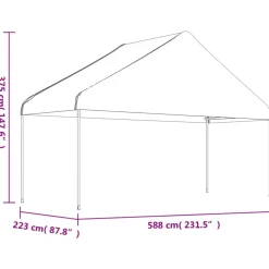 Huvimaja katolla valkoinen 11,15x5,88x3,75 m polyeteeni