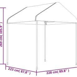 Huvimaja valkoinen 13,38x2,28x2,69 m polyeteeni