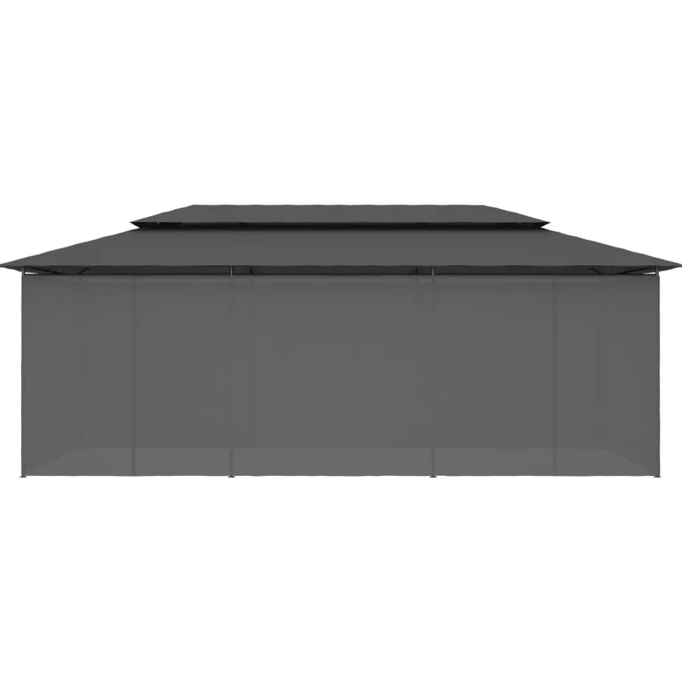 Huvimaja verhoilla 600x298x270 cm antrasiitti
