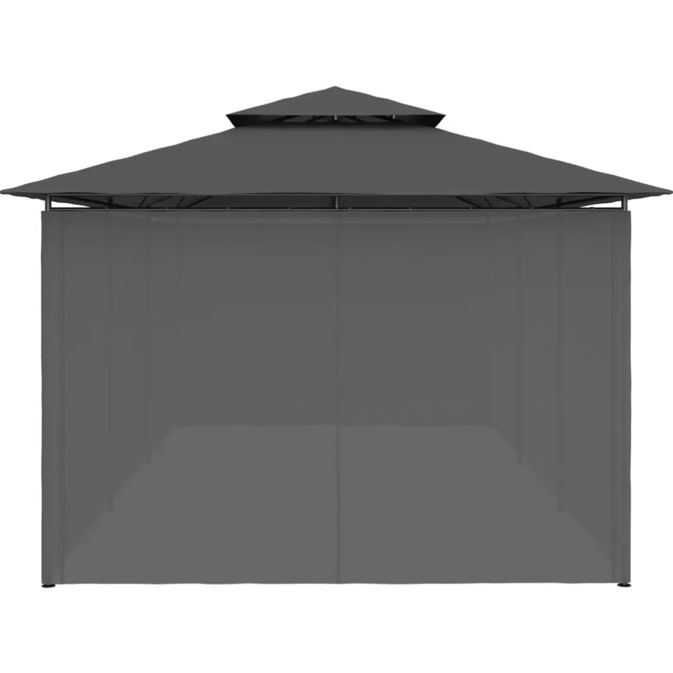 Huvimaja verhoilla 600x298x270 cm antrasiitti
