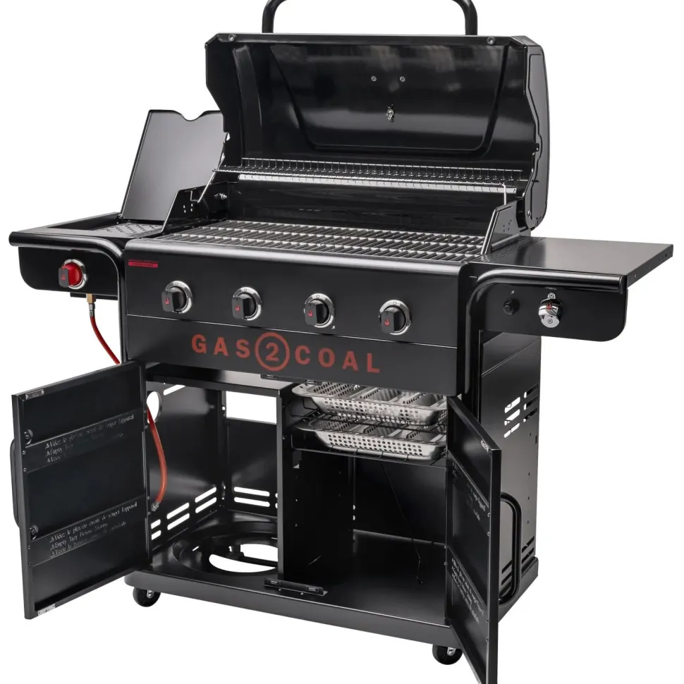 Hybridigrilli Char-Broil Gas2Coal 2.0 440 Special Edition, 4 poltinta, pihvinpaistopoltin