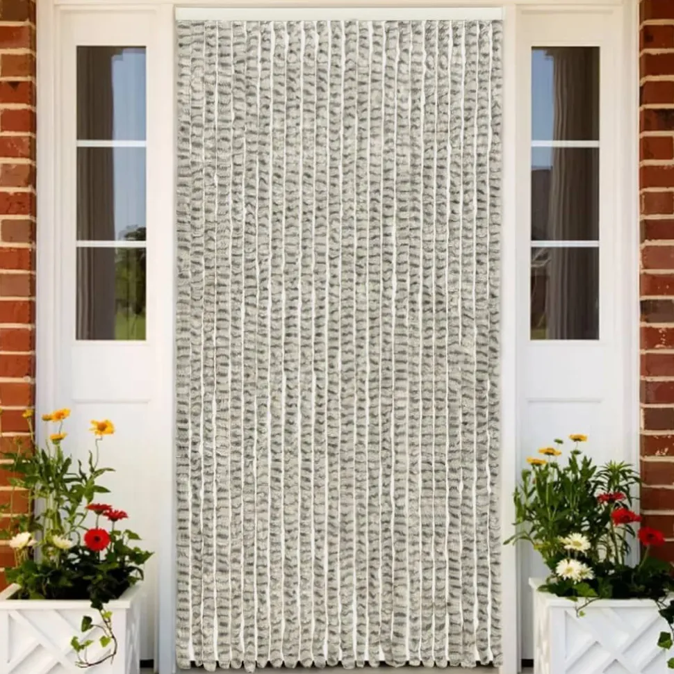 Hyönteisverho vaalean- ja tummanharmaa 100x220 cm chenille