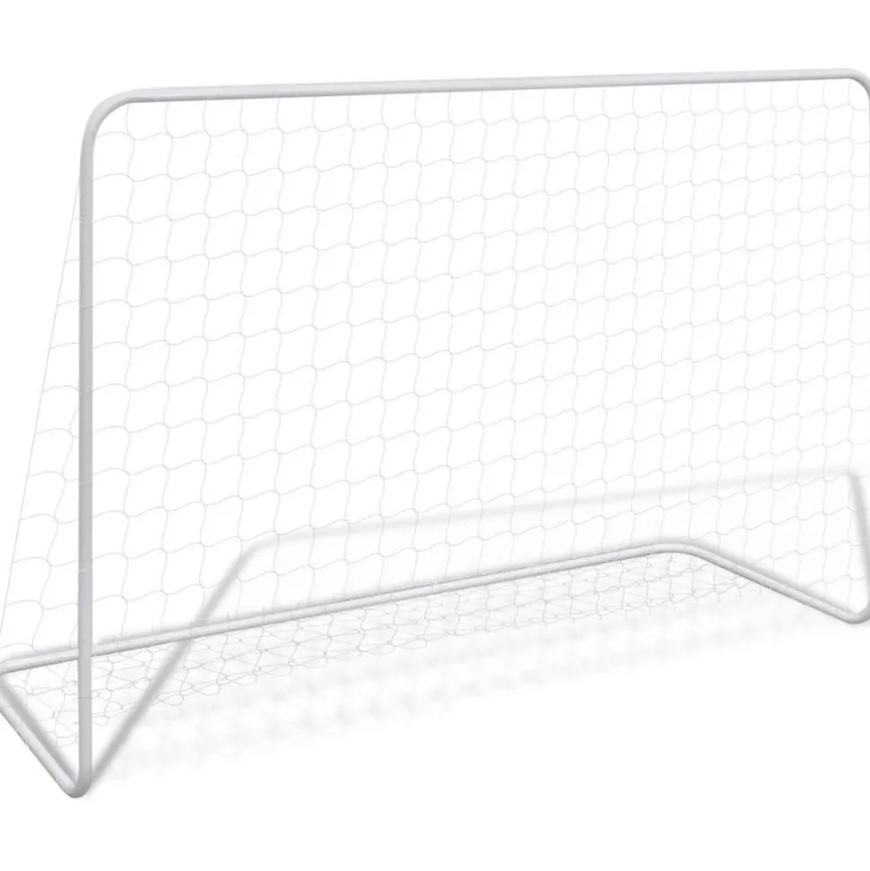 Jalkapallomaali verkolla, teräs, 182x61x122cm, valkoinen