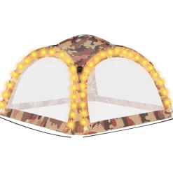 Juhlateltta LED ja 4 sivuseinää 3,6x3,6x2,3 m maastokuvio