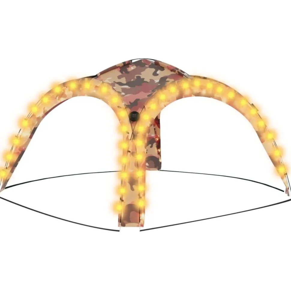 Juhlateltta LED ja 4 sivuseinää 3,6x3,6x2,3 m maastokuvio