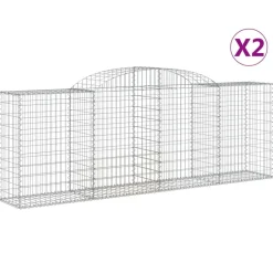Kaareva kivikori 200x50x40/60 cm galvanoitu rauta
