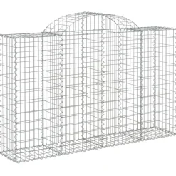 Kaareva kivikori 200x30x140/160 cm galvanoitu rauta (53487)