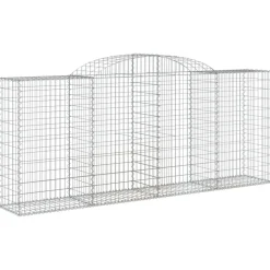 Kaareva kivikori 200x30x140/160 cm galvanoitu rauta (53487)