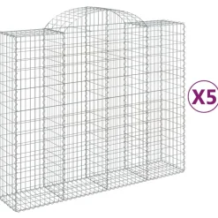 Kaareva kivikori 200x30x140/160 cm galvanoitu rauta (53487)