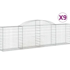 Kaareva kivikori 200x30x140/160 cm galvanoitu rauta (53487)