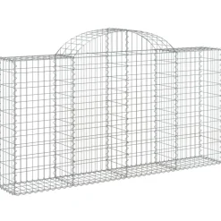 Kaareva kivikori 200x30x140/160 cm galvanoitu rauta (53487)