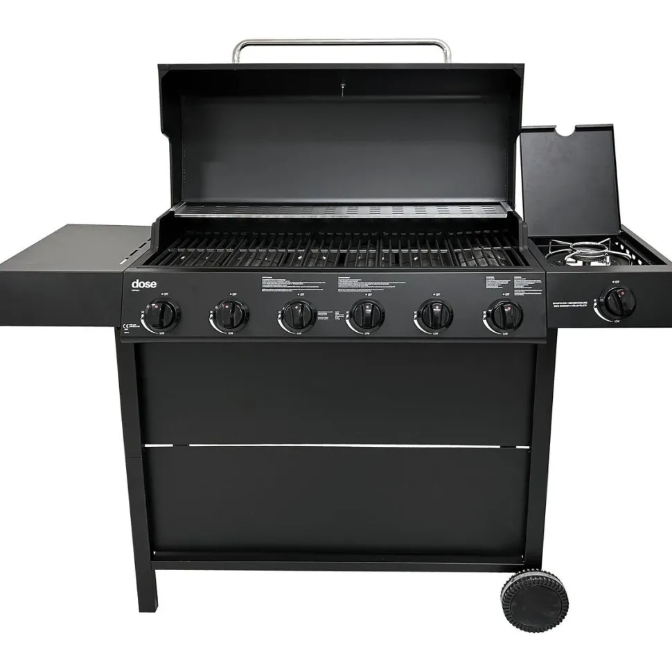 Kaasugrilli Dose Barbeque 10141, 6 poltinta, sivukeitin, musta