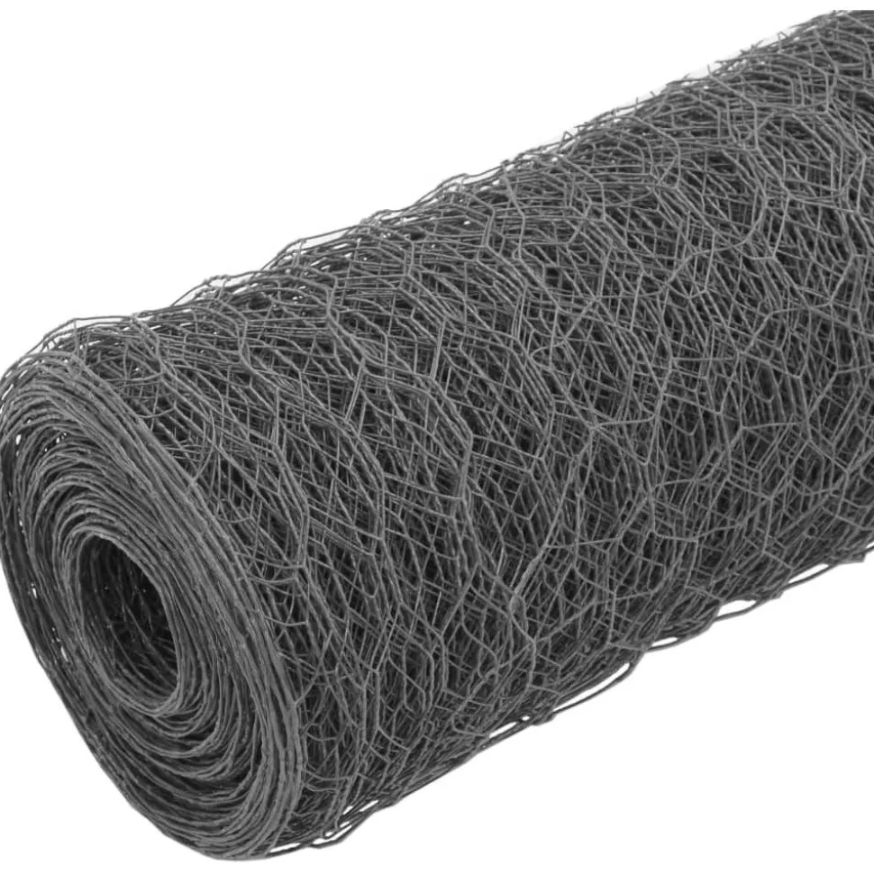 Kanaverkko teräs PVC pinnoitteella silmäkoko 50mm 25x0.5m harmaa