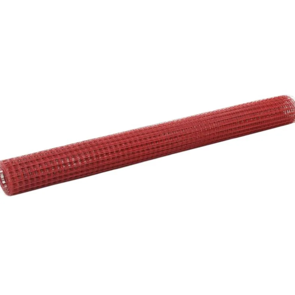 Kanaverkko 12x12mm galvanoitu teräs 10x1.5m punainen