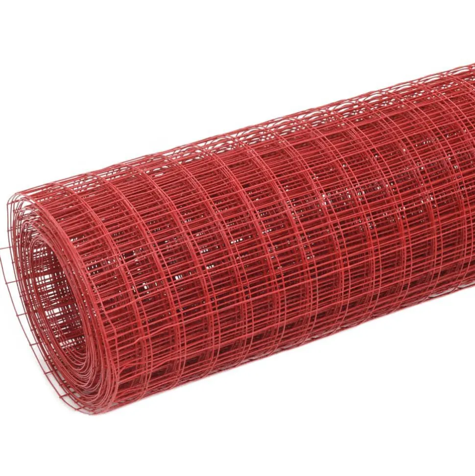 Kanaverkko 12x12mm teräs PVC pinnoitteella 10x1m punainen
