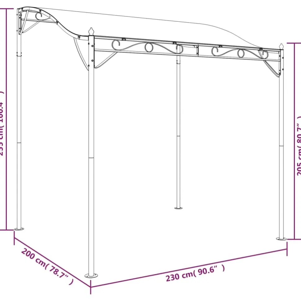 Katos taupe 2x2,3 m 180 g/m² kangas ja teräs
