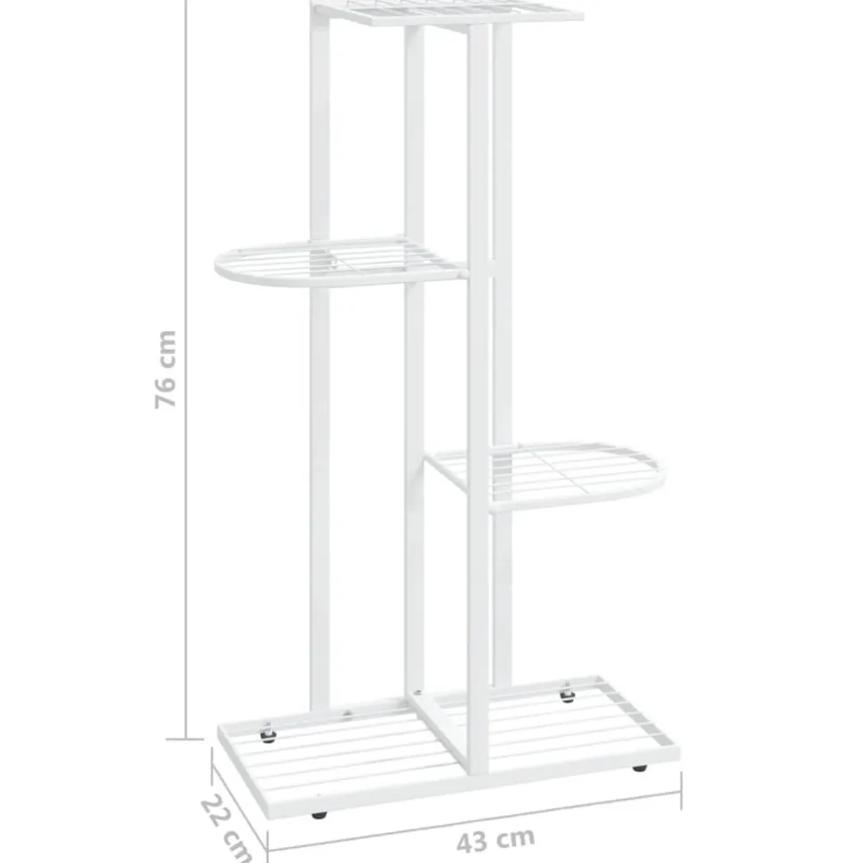 4-kerroksinen kukkateline 43x22x76 cm valkoinen metalli
