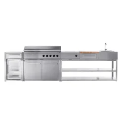 Kesäkeittiön perusmoduuli Myoutdoorkitchen 180 cm 3 moduulia ruostumaton teräs
