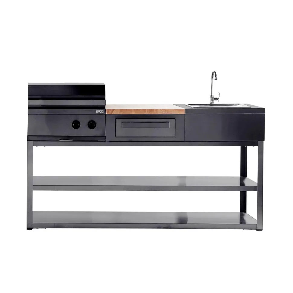 Kesäkeittiön perusmoduuli Myoutdoorkitchen 180 cm 3 moduulia musta