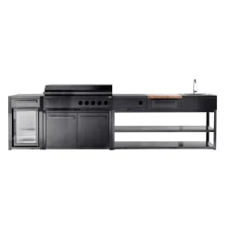 Kesäkeittiön perusmoduuli ovella Myoutdoorkitchen 120 cm 2 moduulia musta