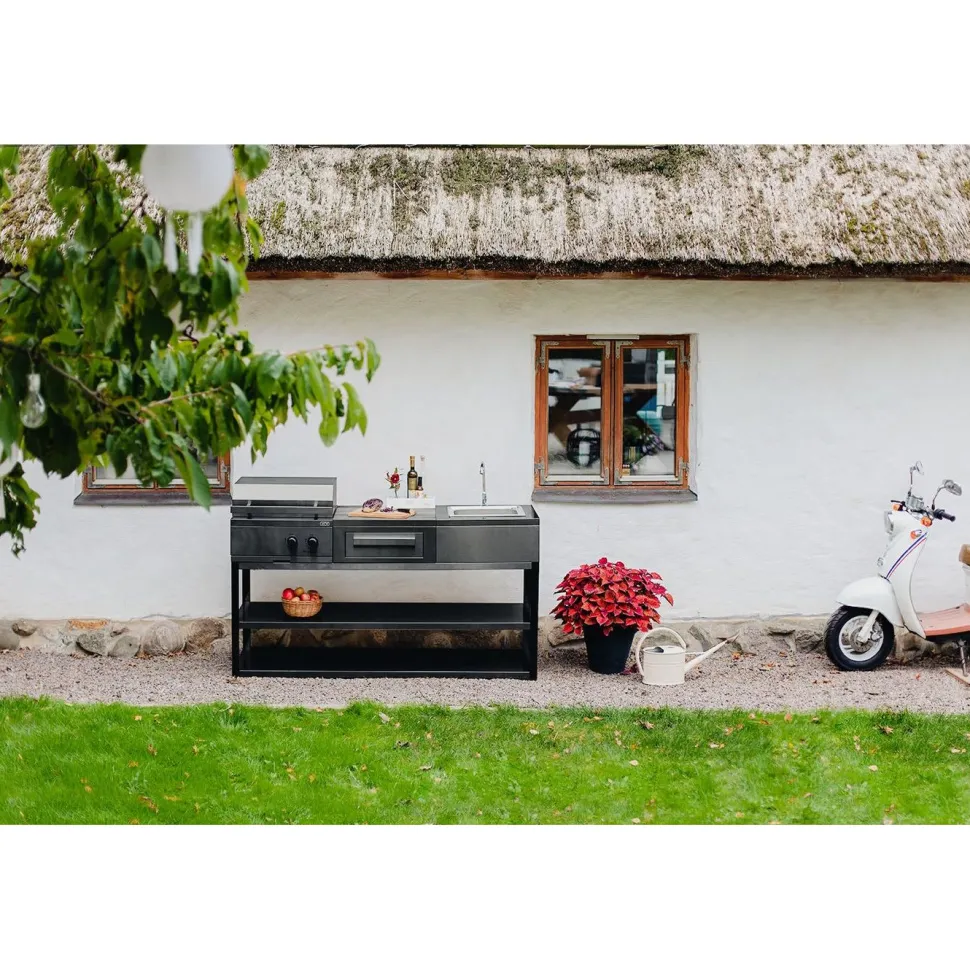 Kesäkeittiön säilytysmoduuli työtasolla Myoutdoorkitchen Nordic Line Black