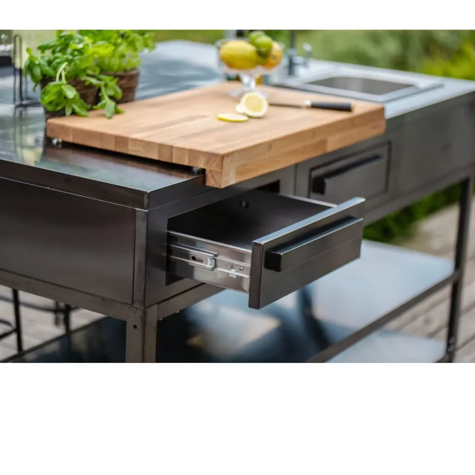 Kesäkeittiön säilytysmoduuli työtasolla Myoutdoorkitchen Nordic Line Black