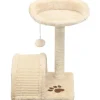 Kissan kiipeilypuu, sisal-pylväällä ja pesällä, 40cm, beige