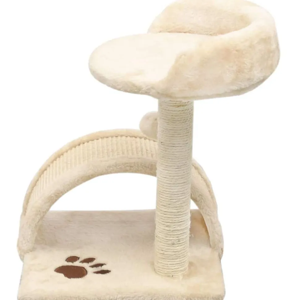 Kissan kiipeilypuu, sisal-pylväällä ja pesällä, 40cm, beige