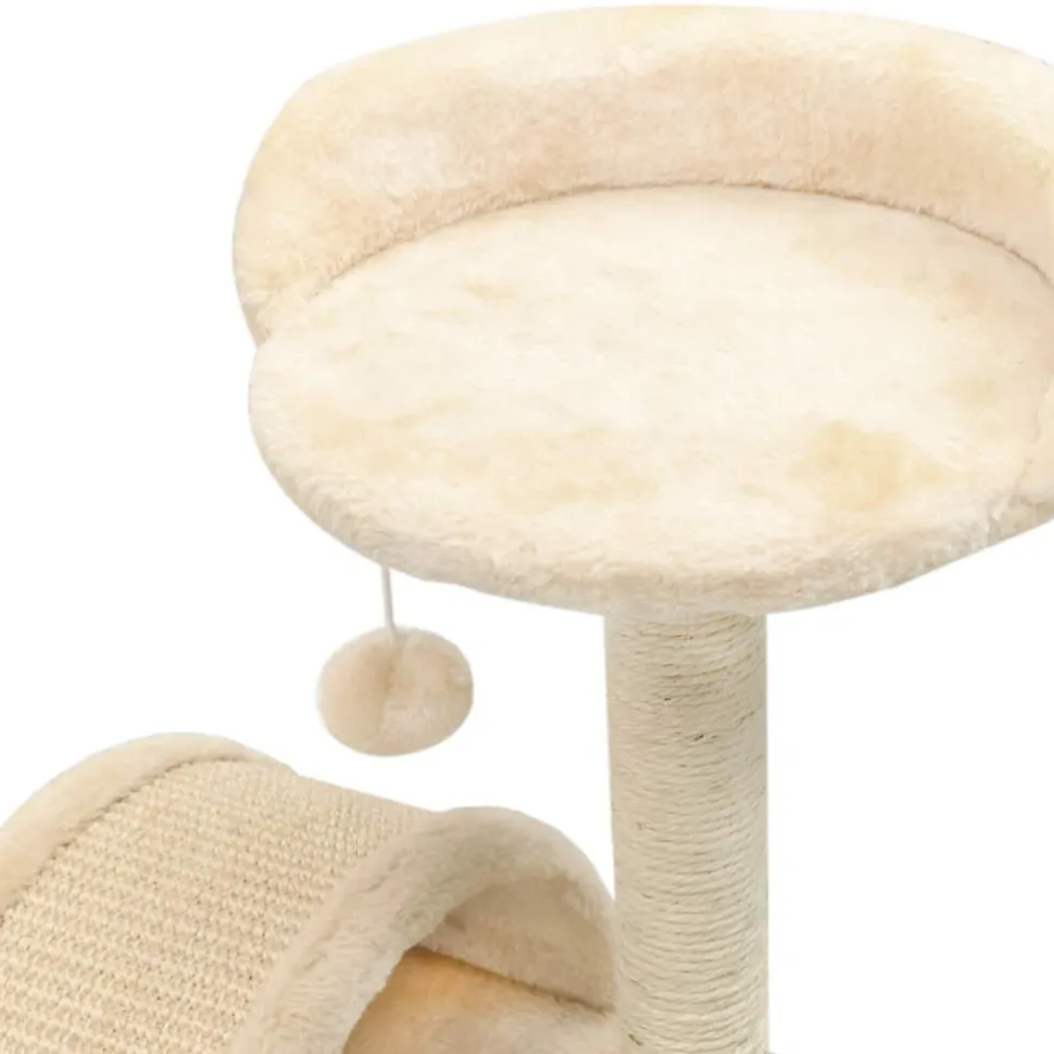 Kissan kiipeilypuu, sisal-pylväällä ja pesällä, 40cm, beige