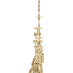 Kissan kiipeilypuu, sisal-pylväillä, 230-250cm, tassukuvio, beige
