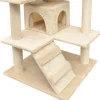 Kissan raapimispuu, sisal-pylväillä, 2 pesällä, 125cm, beige