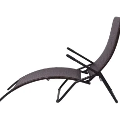 Kokoontaitettava aurinkotuoli 61x147x95 cm polyrottinki ruskea