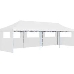 Kokoontaitettava pop-up juhlateltta 5 sivuseinää 3x9m valkoinen