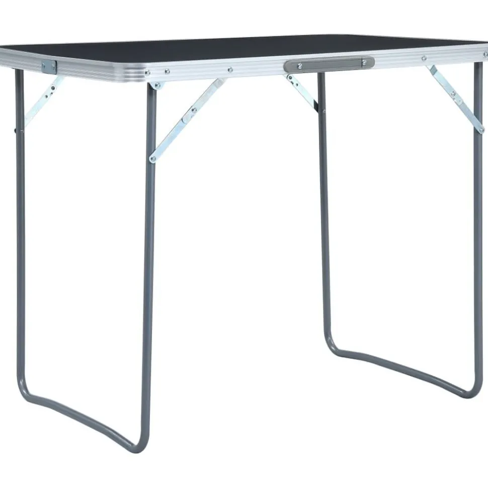 Kokoontaitettava retkipöytä metallirungolla 80x60 cm harmaa