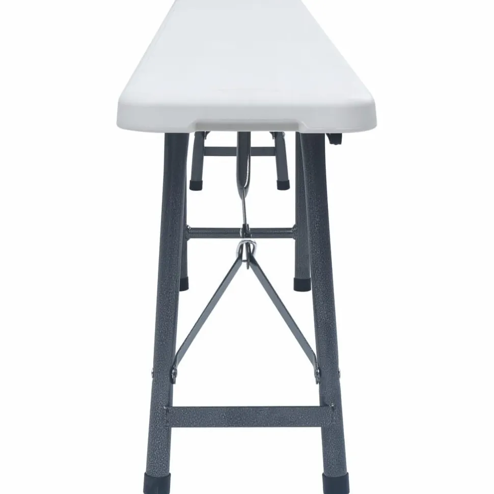 Kokoontaitettavat puutarhapenkit 2 kpl 180 cm hdpe valkoinen