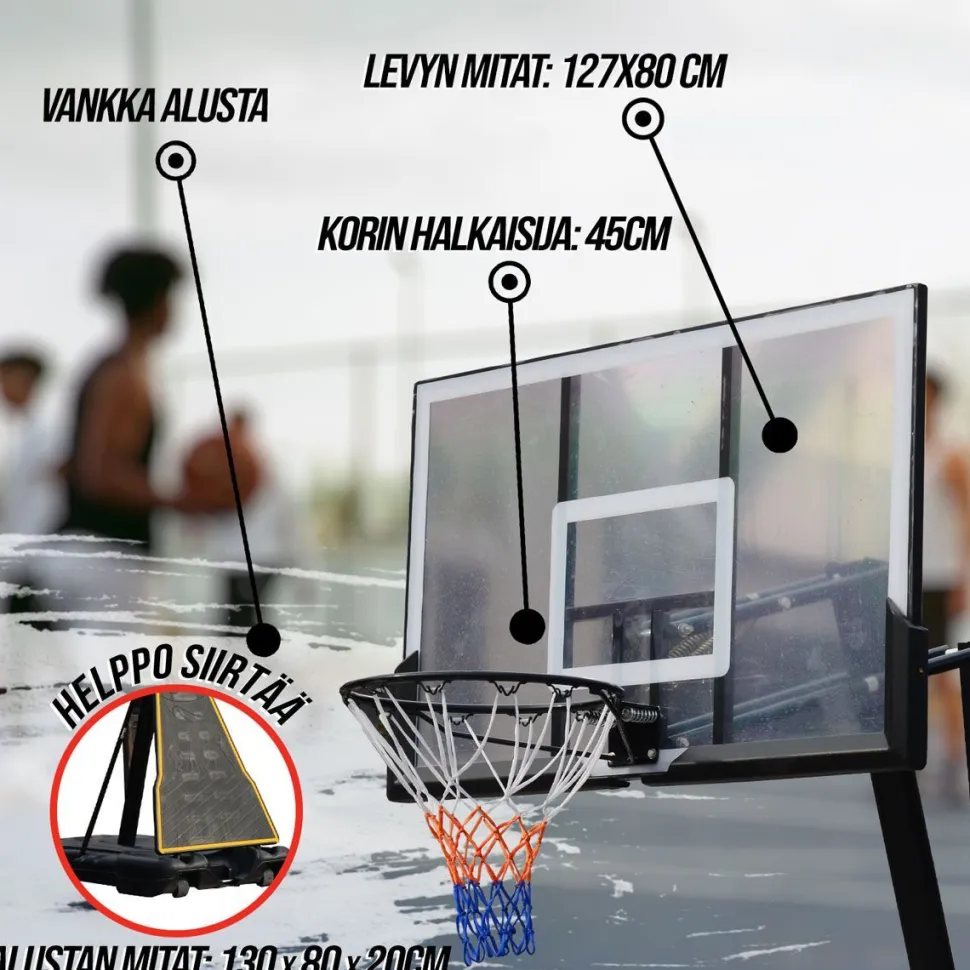 Koripalloteline ProSport 2,45 - 3,05 m jousitetulla korirenkaalla