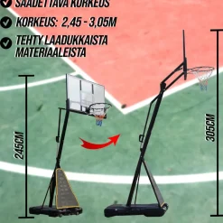 Koripalloteline ProSport 2,45 - 3,05 m jousitetulla korirenkaalla