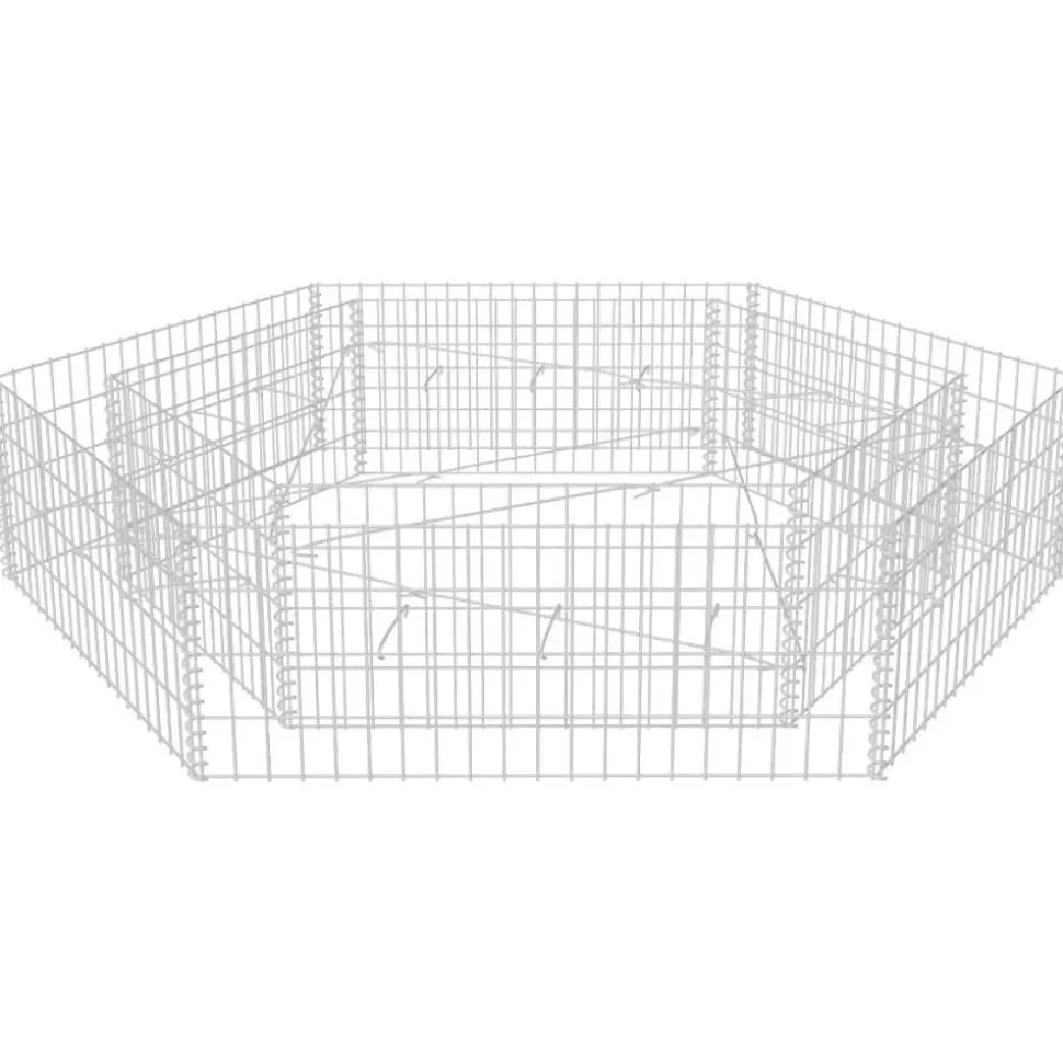 Korotettu kuusikulmainen gabion-/kivikorikehys 200x173x40 cm