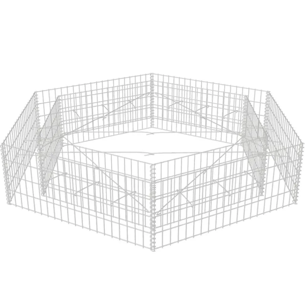 Korotettu kuusikulmainen gabion-/kivikorikehys 200x173x40 cm