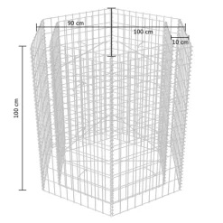 Korotettu kuusikulmainen gabion-/kivikorikehys 1, eri kokoja
